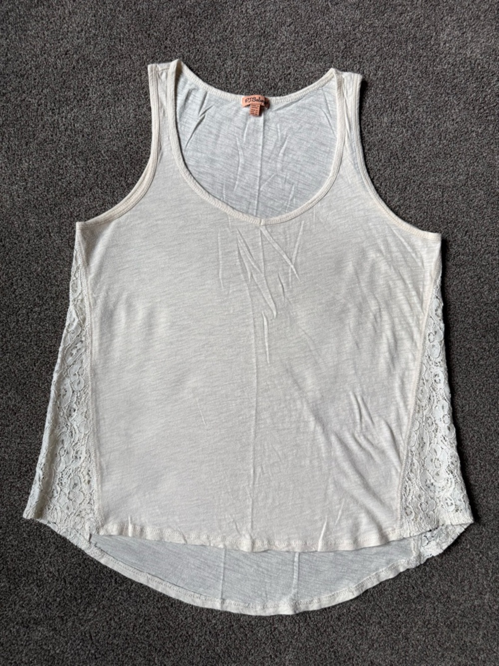 PJ Salvage Cream Lace-Panel Tank Top